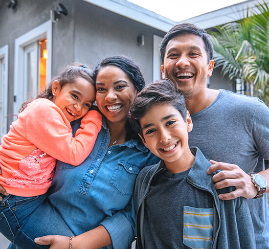 happy, smiling family