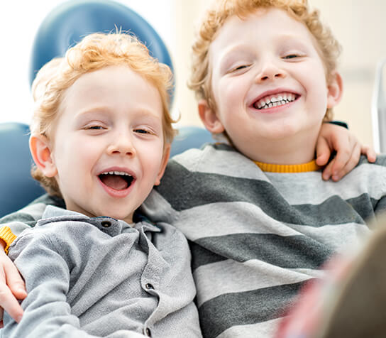 two happy young brothers