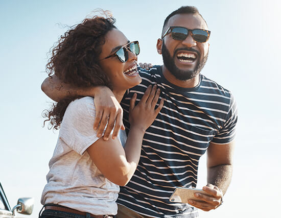 happy couple enjoying the sunshine